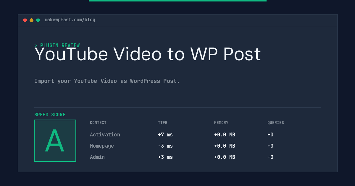 YouTube Video to WP Post - MakeWPFast