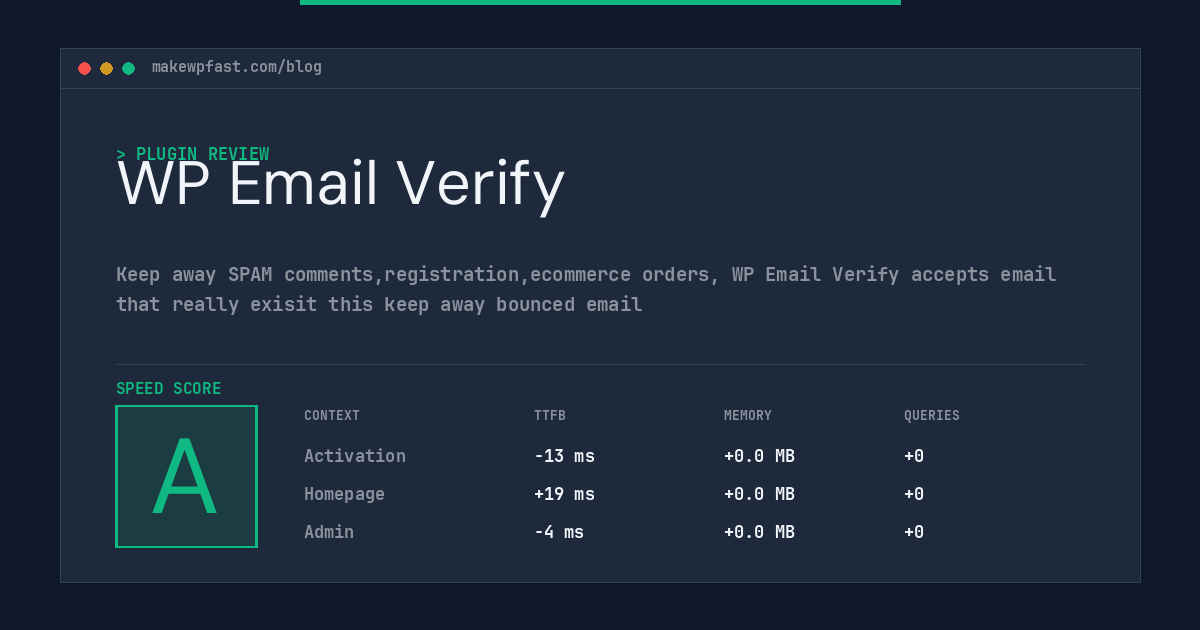 WP Email Verify - MakeWPFast