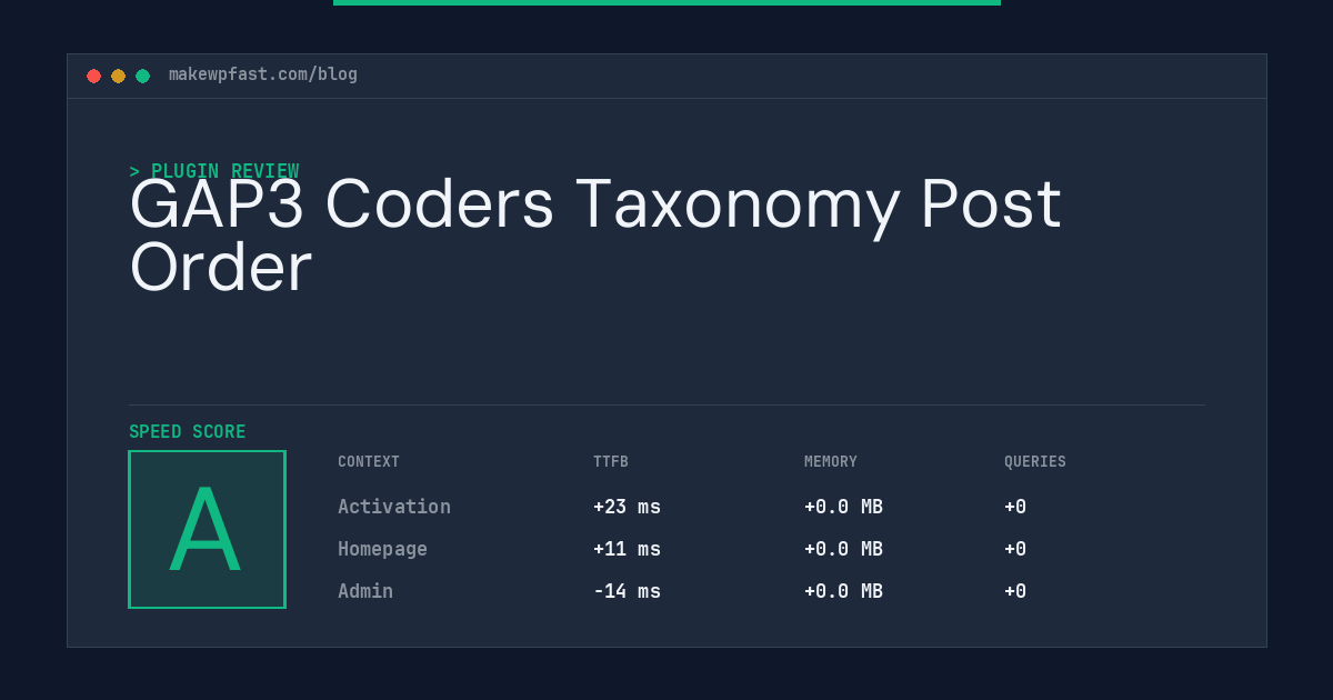 GAP3 Coders Taxonomy Post Order - MakeWPFast