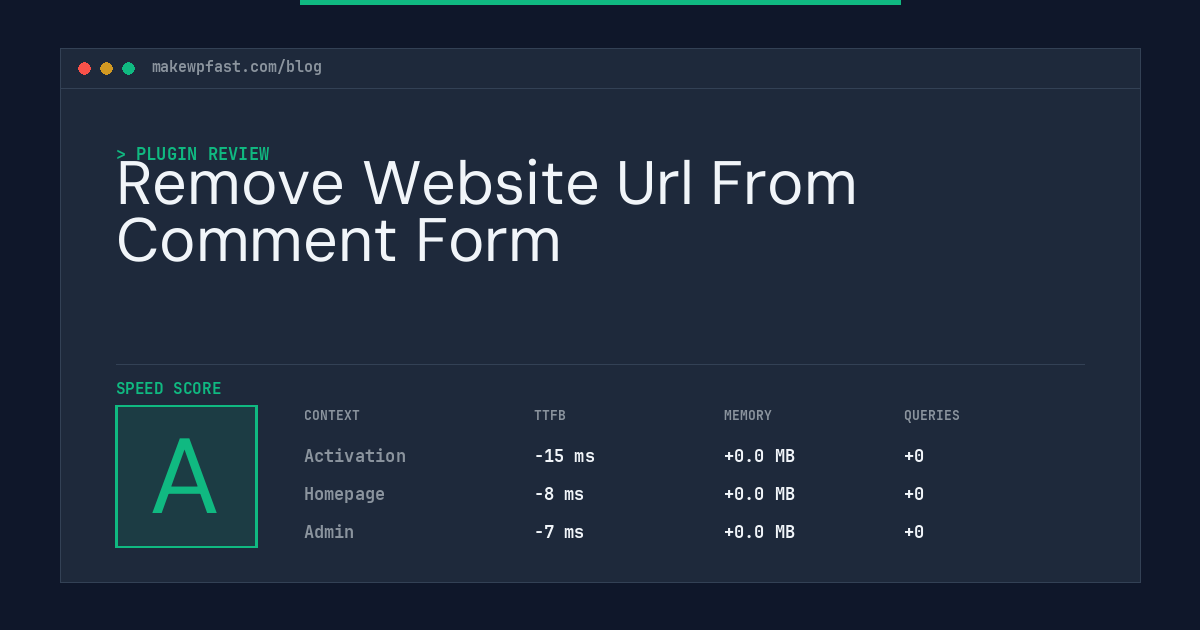 Remove Website Url From Comment Form - MakeWPFast
