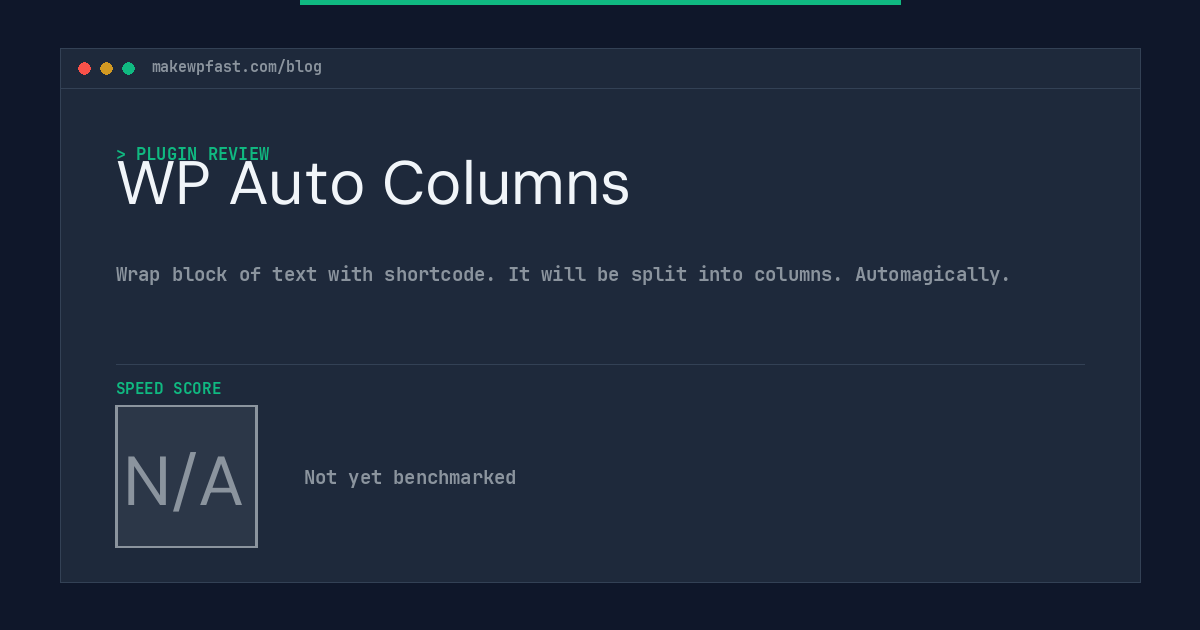 WP Auto Columns - MakeWPFast