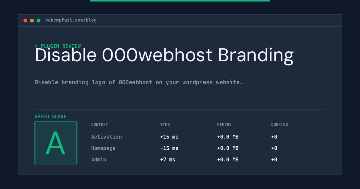 Disable 000webhost Branding - MakeWPFast