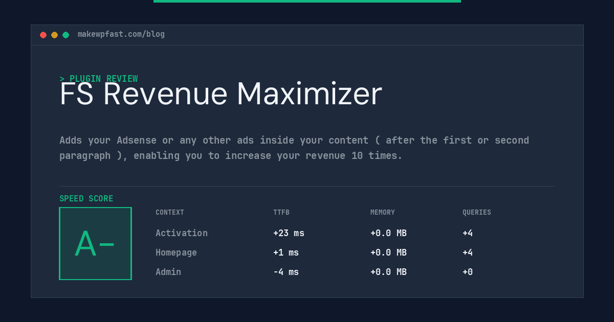 FS Revenue Maximizer - MakeWPFast