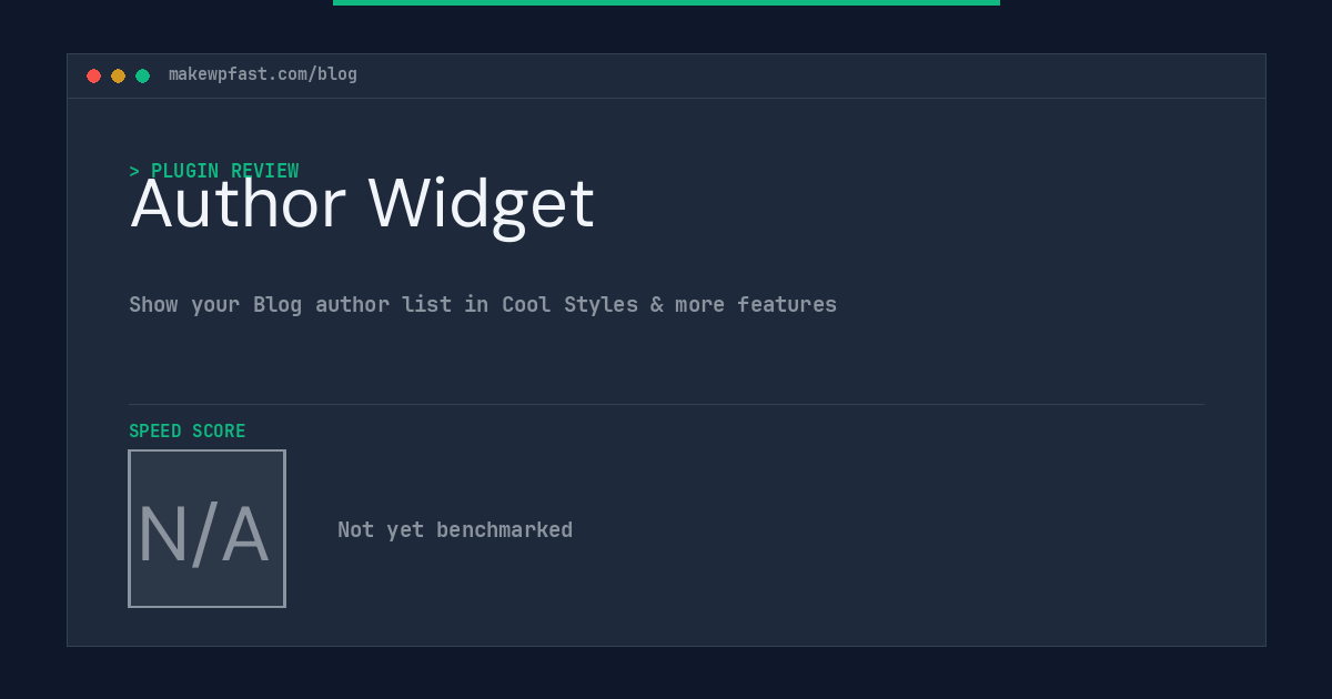 Author Widget - MakeWPFast