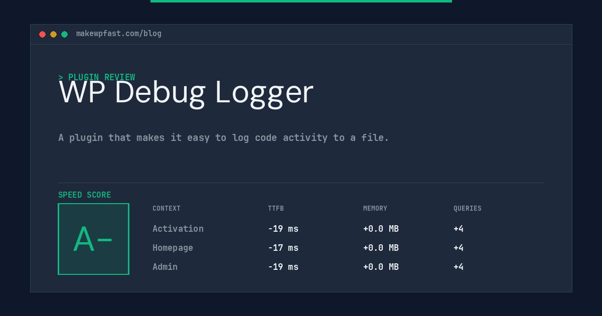 WP Debug Logger - MakeWPFast