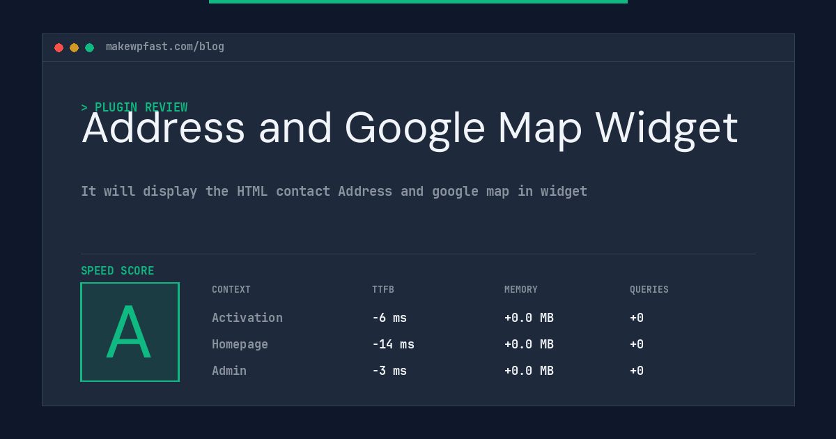 Address and Google Map Widget - MakeWPFast