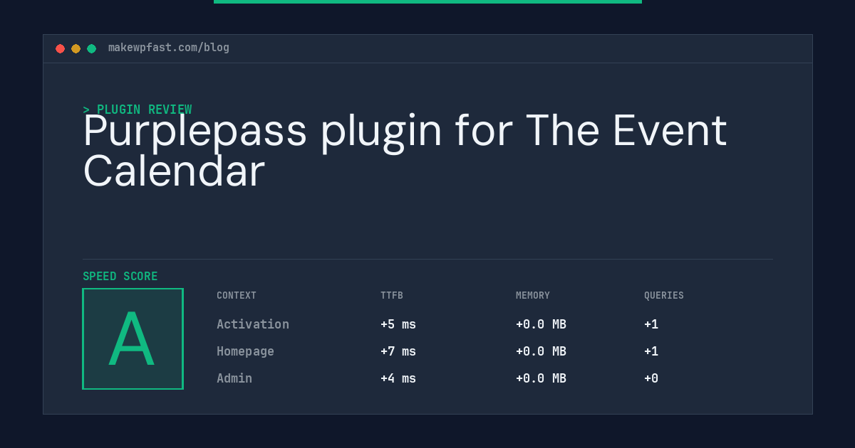 Purplepass plugin for The Event Calendar - MakeWPFast