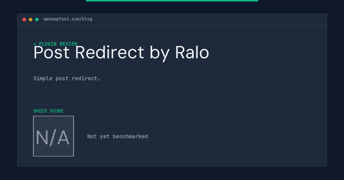 Post Redirect by Ralo - MakeWPFast