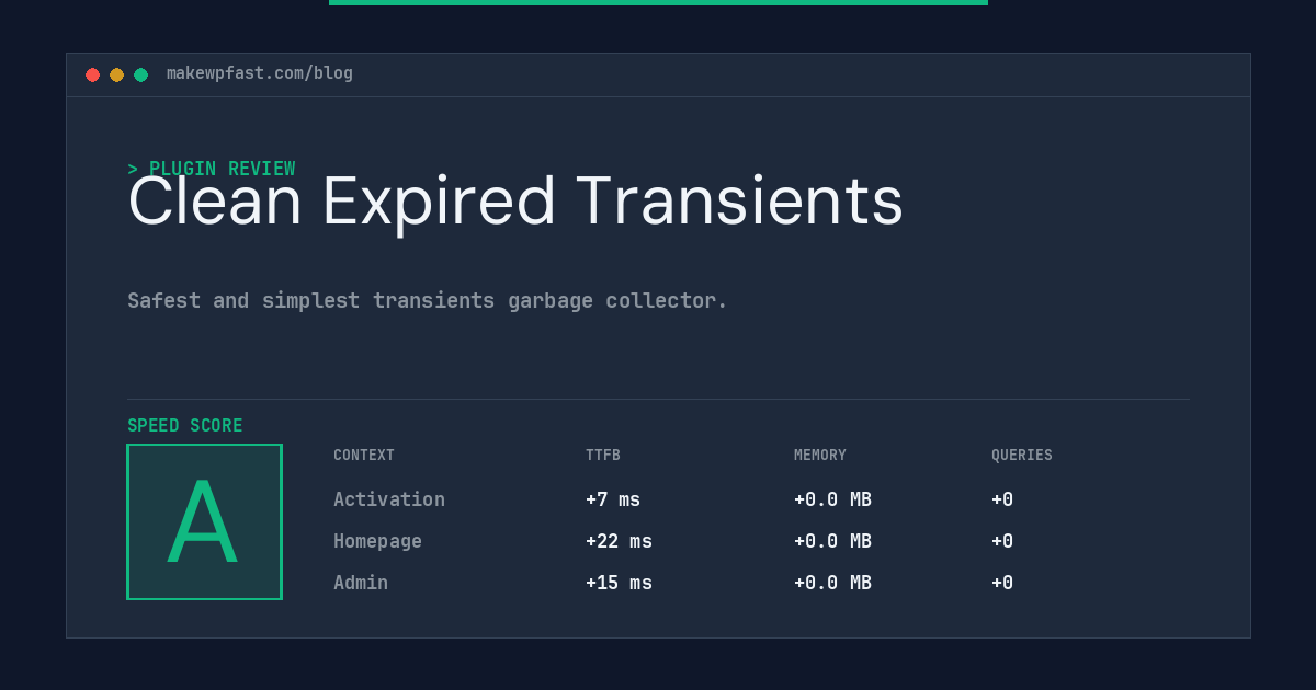 Clean Expired Transients - MakeWPFast