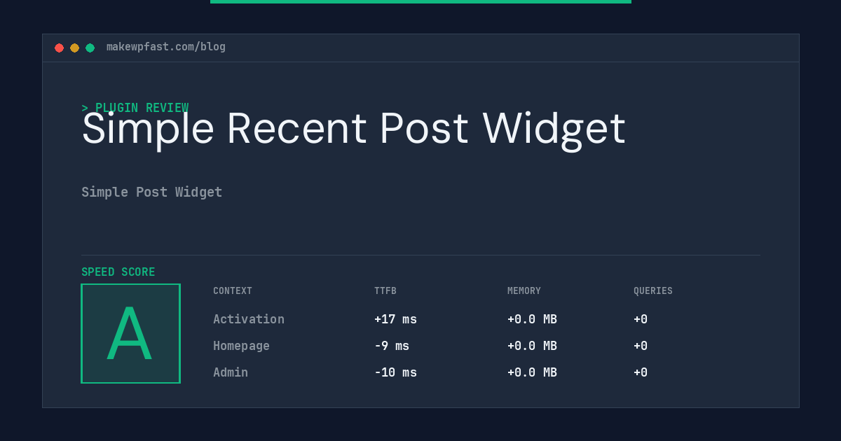 Simple Recent Post Widget - MakeWPFast