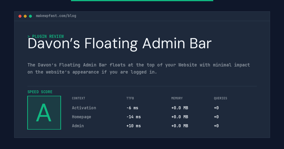 Davon’s Floating Admin Bar - MakeWPFast