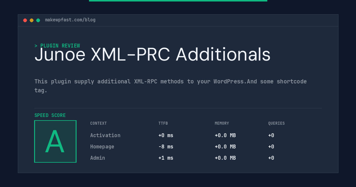 Junoe XML-PRC Additionals - MakeWPFast