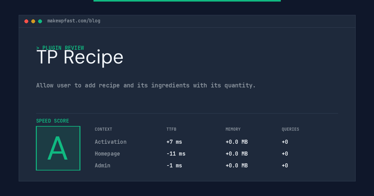 TP Recipe - MakeWPFast