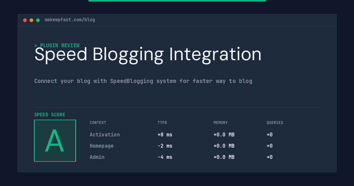 Speed Blogging Integration - MakeWPFast
