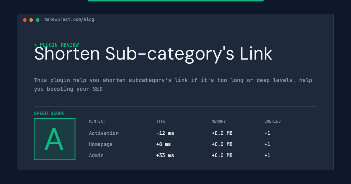 Shorten Sub-category's Link - MakeWPFast