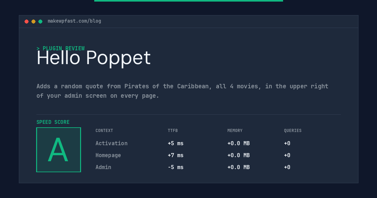 Hello Poppet - MakeWPFast