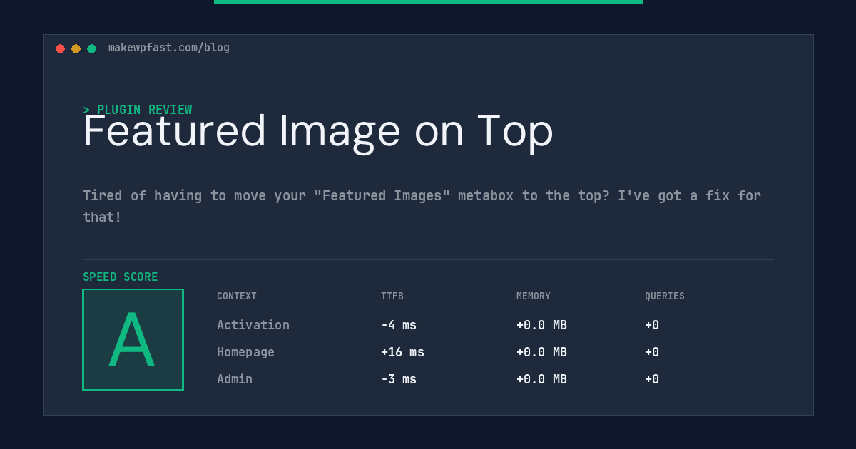 Featured Image on Top - MakeWPFast