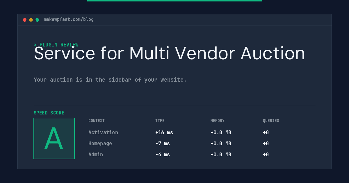 Service for Multi Vendor Auction - MakeWPFast