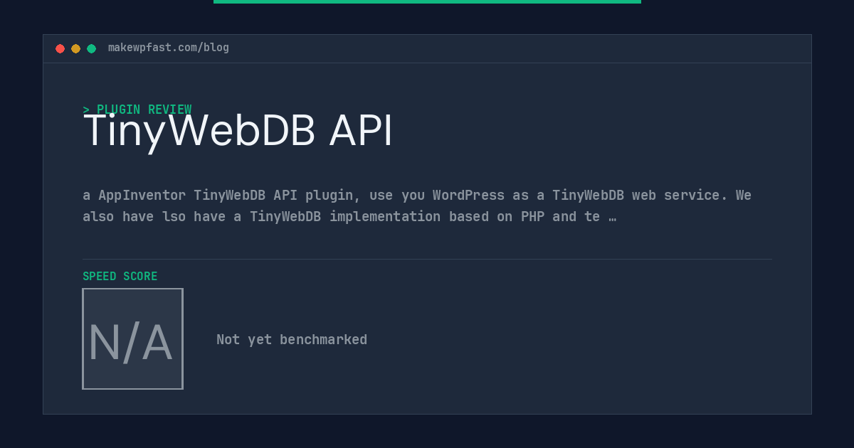 TinyWebDB API - MakeWPFast