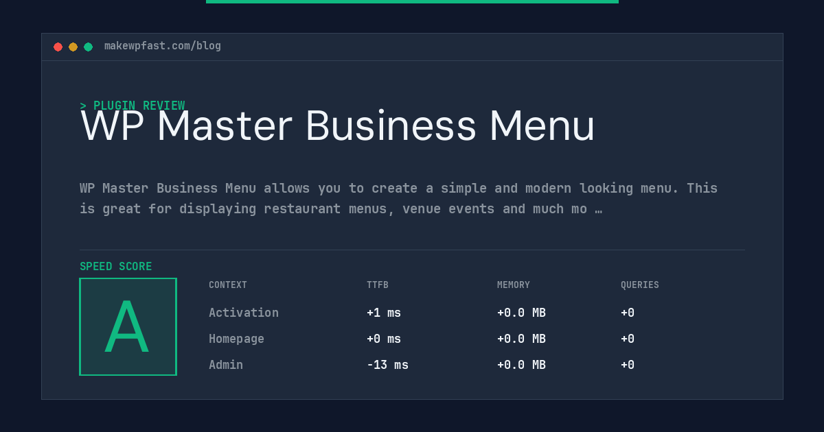 WP Master Business Menu - MakeWPFast