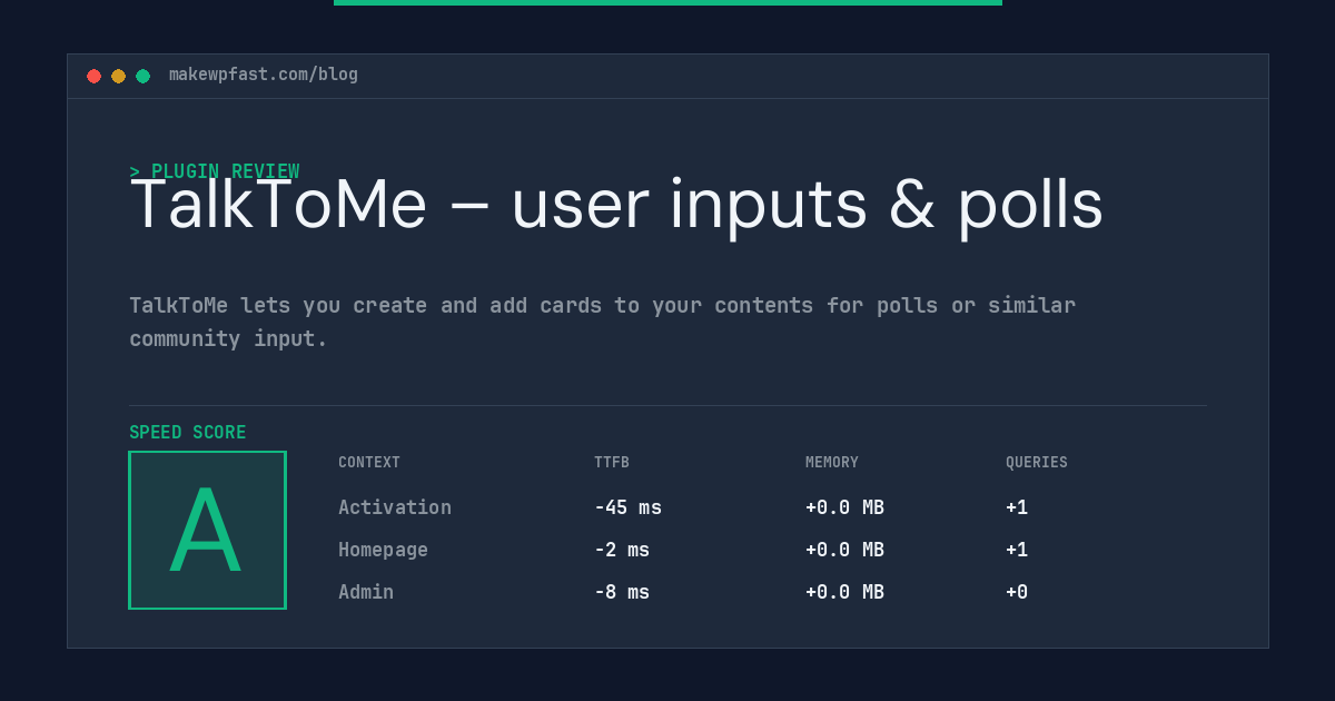 TalkToMe – user inputs & polls - MakeWPFast