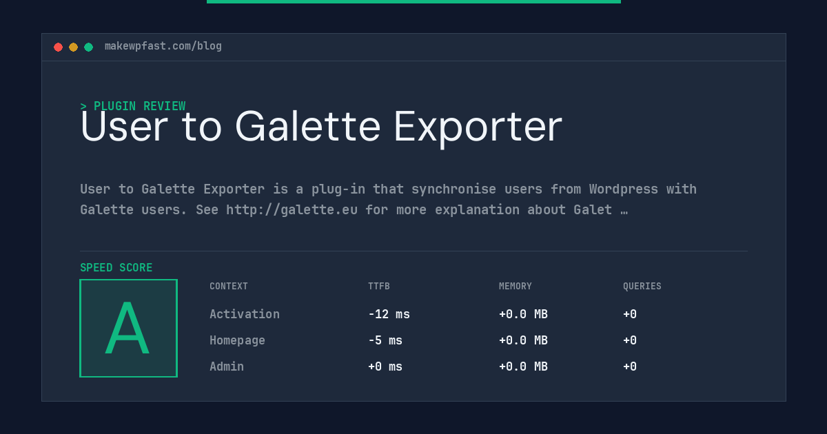 User to Galette Exporter - MakeWPFast