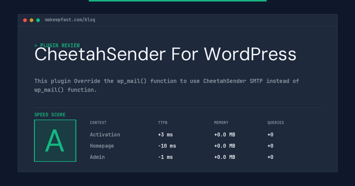 CheetahSender For WordPress - MakeWPFast