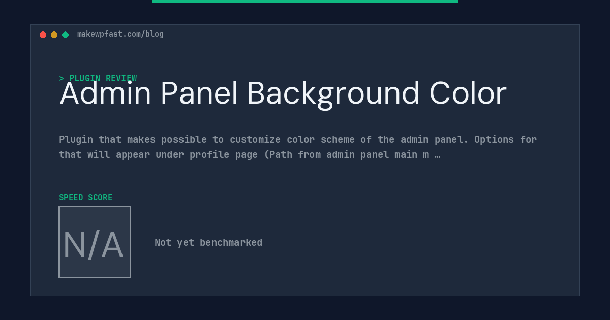 Admin Panel Background Color - MakeWPFast