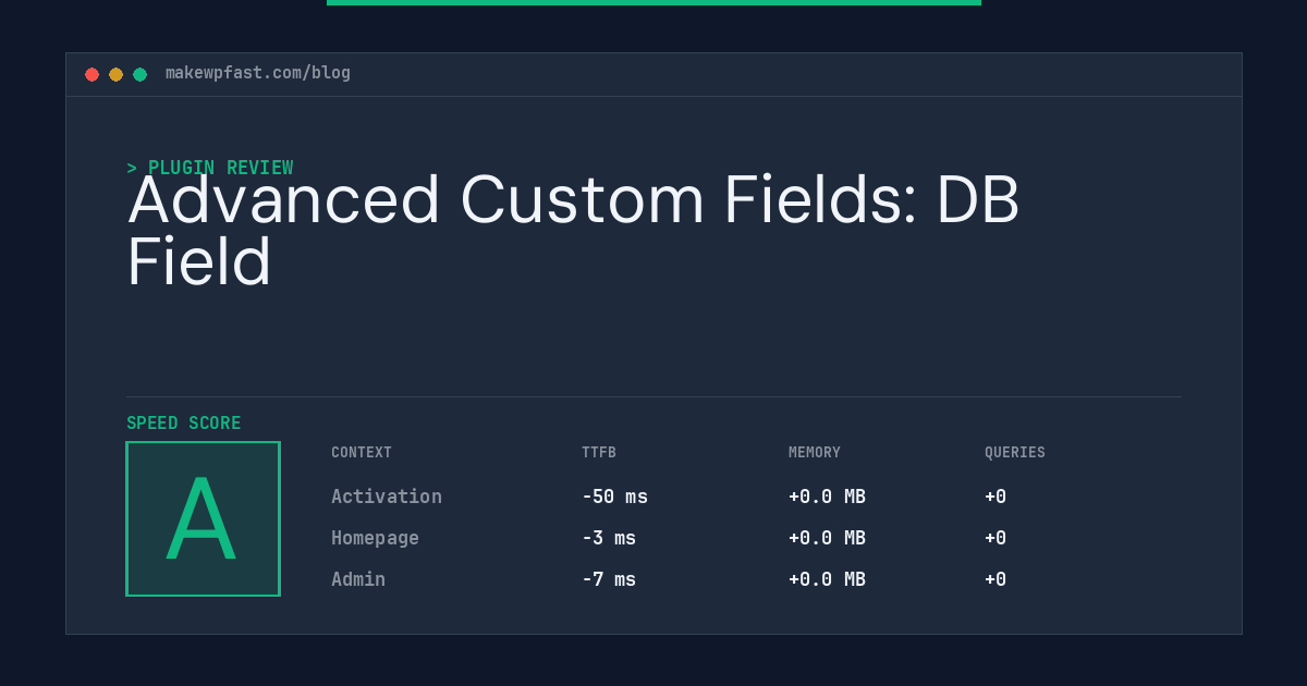 Advanced Custom Fields: DB Field - MakeWPFast