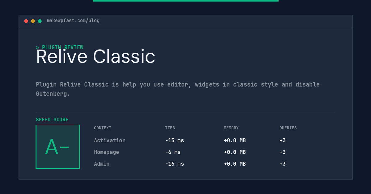 Relive Classic - MakeWPFast