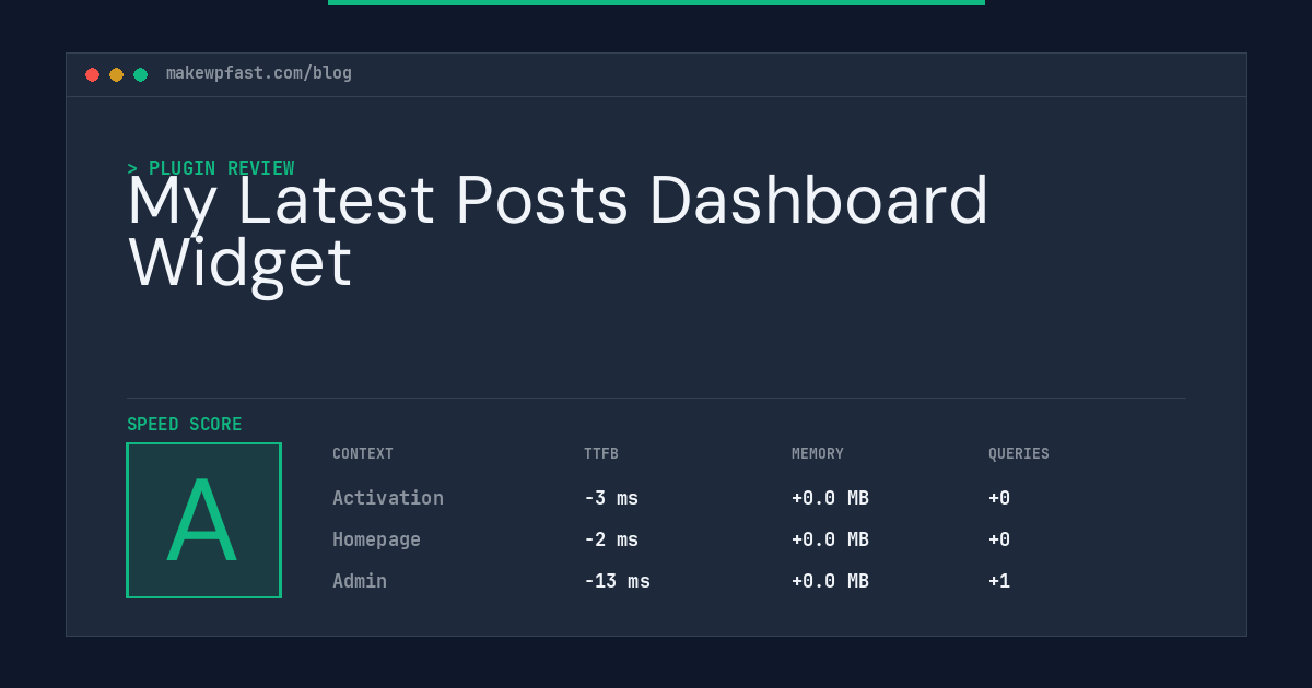 My Latest Posts Dashboard Widget - MakeWPFast