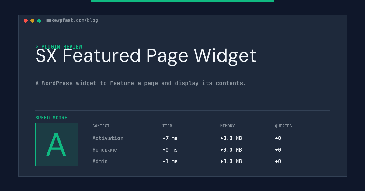 SX Featured Page Widget - MakeWPFast