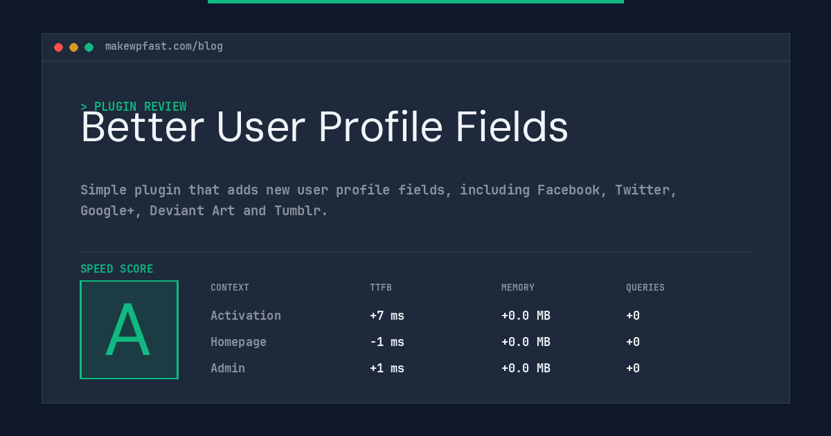 Better User Profile Fields - MakeWPFast
