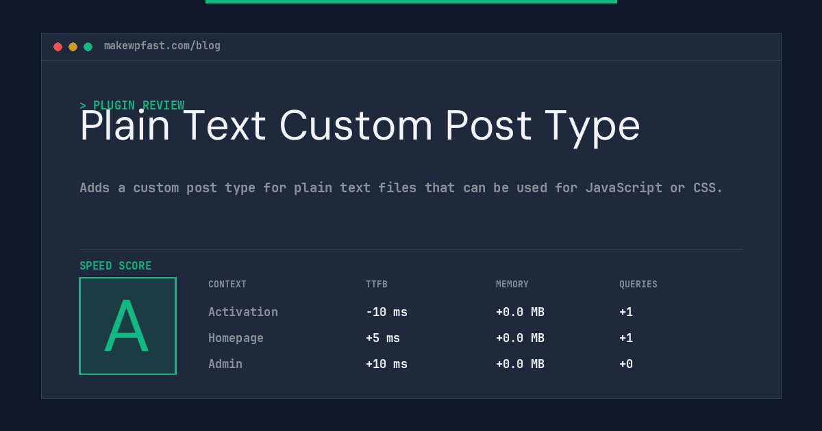 Plain Text Custom Post Type - MakeWPFast