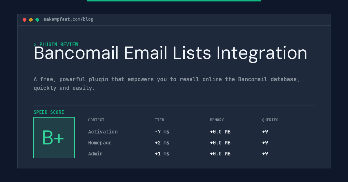 Bancomail Email Lists Integration - MakeWPFast