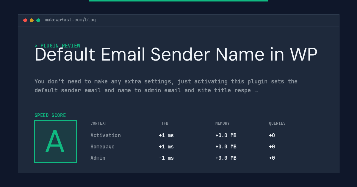 Default Email Sender Name in WP - MakeWPFast