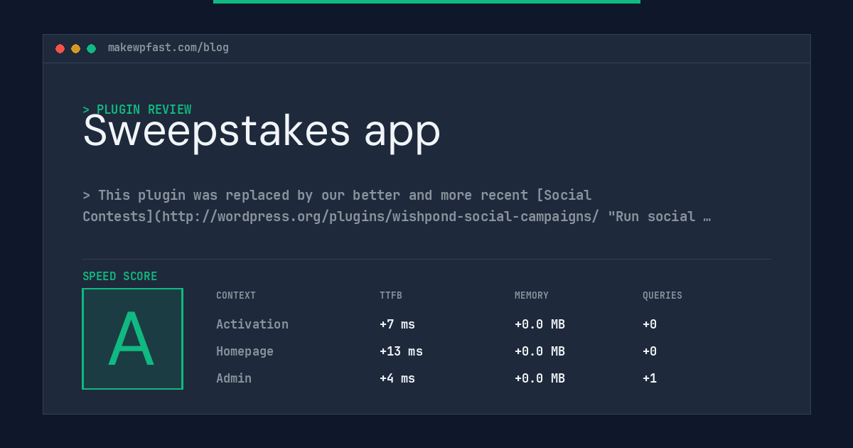 Sweepstakes app - MakeWPFast