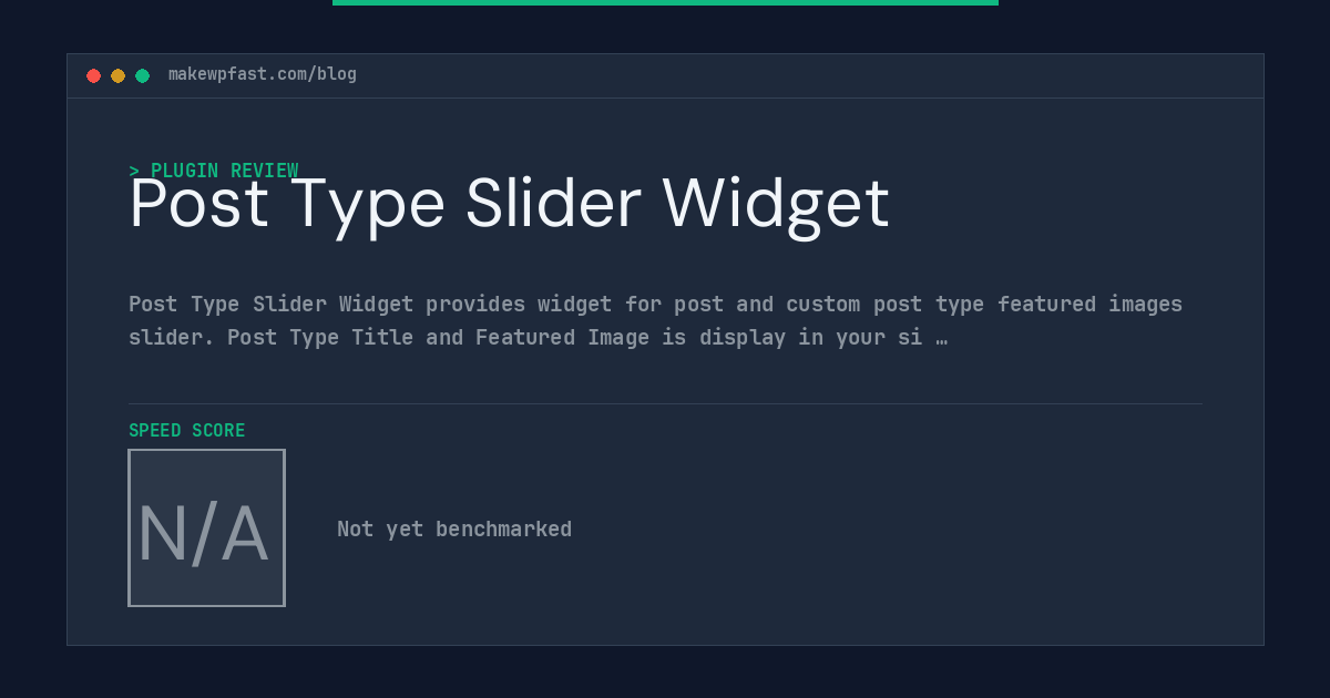 Post Type Slider Widget - MakeWPFast