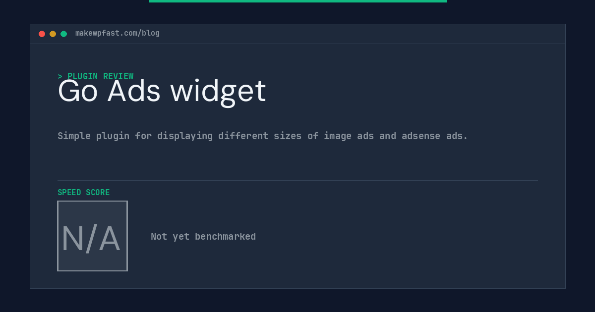 Go Ads widget - MakeWPFast