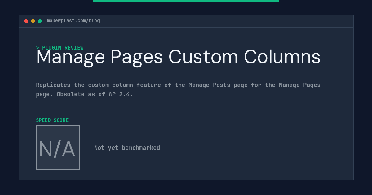 Manage Pages Custom Columns - MakeWPFast