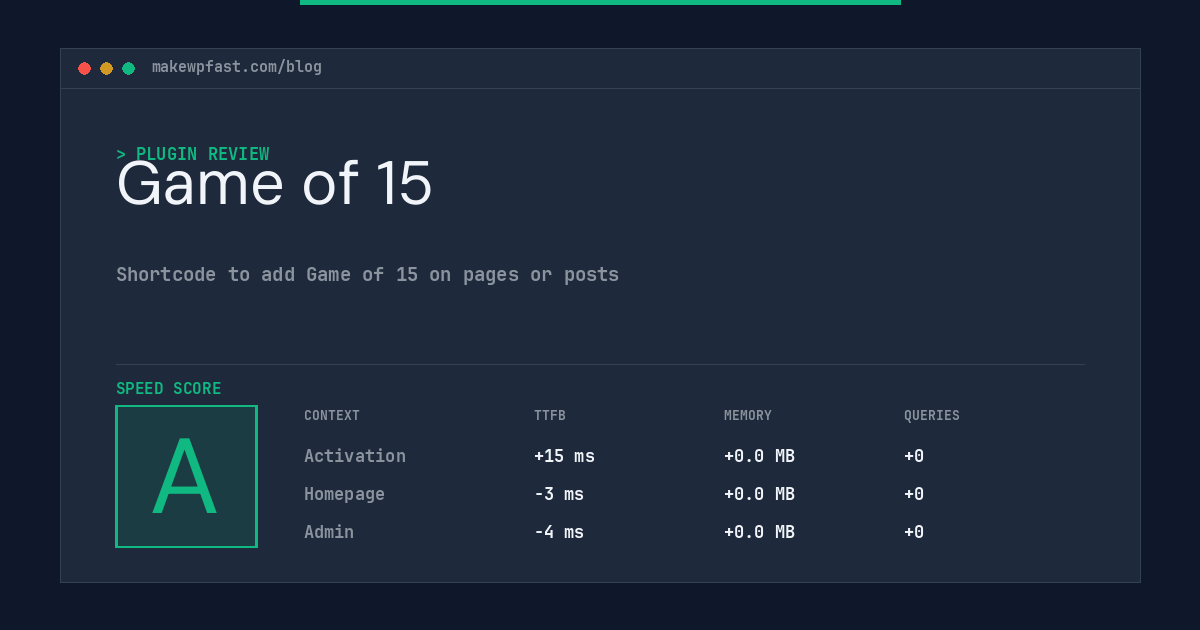 Game of 15 - MakeWPFast