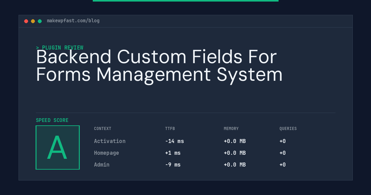 Backend Custom Fields For Forms Management System - MakeWPFast