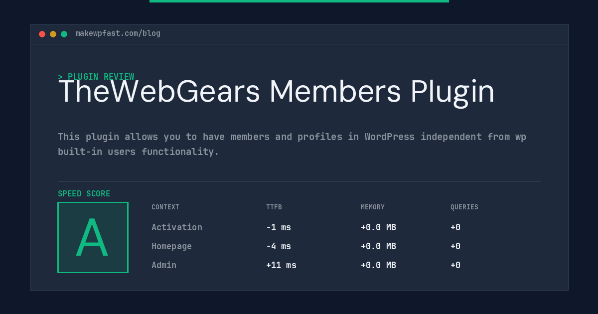 TheWebGears Members Plugin - MakeWPFast