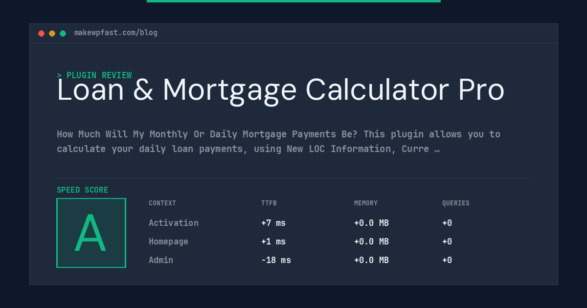 Loan & Mortgage Calculator Pro - MakeWPFast