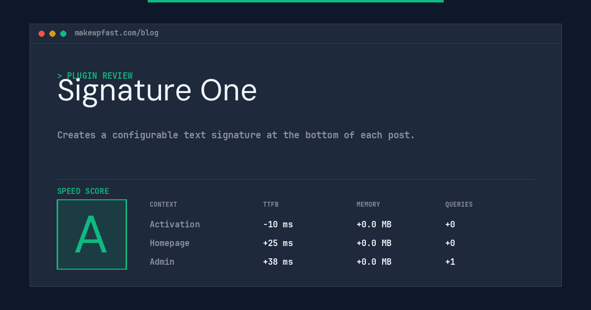 Signature One - MakeWPFast
