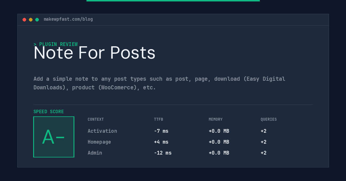 Note For Posts - MakeWPFast
