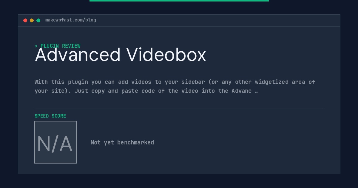 Advanced Videobox - MakeWPFast