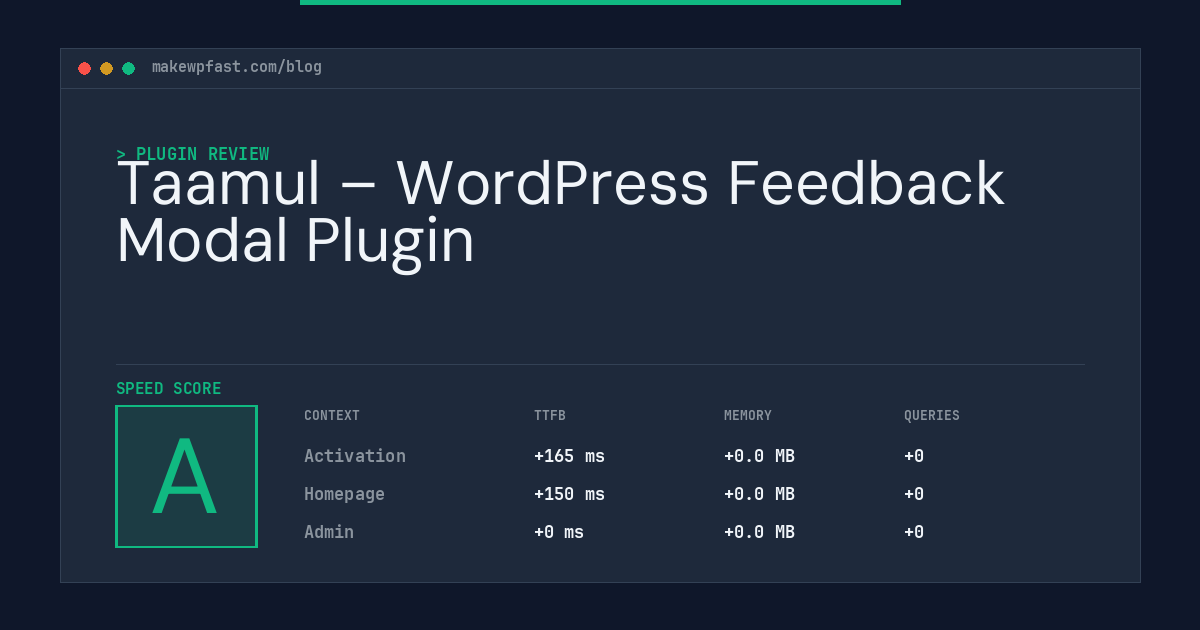 Taamul – WordPress Feedback Modal Plugin - MakeWPFast