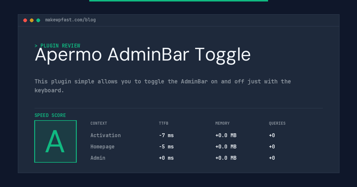Apermo AdminBar Toggle - MakeWPFast