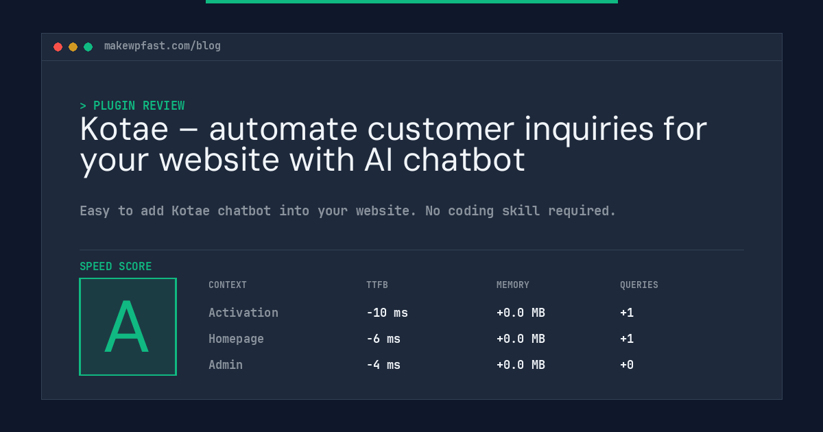 Kotae – automate customer inquiries for your website with AI chatbot - MakeWPFast